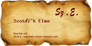 Szoták Elma névjegykártya